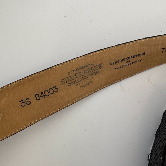 Silver Creek Collection Genuine Snakeskin Black Belt Size 36 No Buckle - Picture 4 of 6